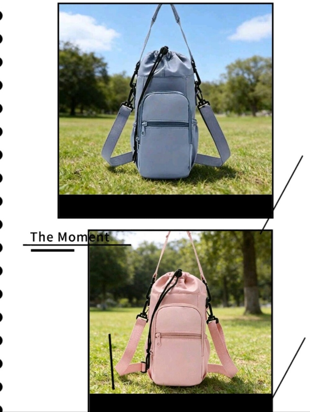 COMBO SET 2 WATER BOTTLE CROSSBODY BAG WITH ADJUSTABLE SHOULDER STRAP BLUE/PINK